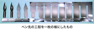 ペン先の工程を一枚の板にしたもの